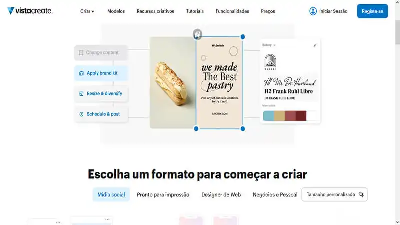 Captura de tela do Vista Create