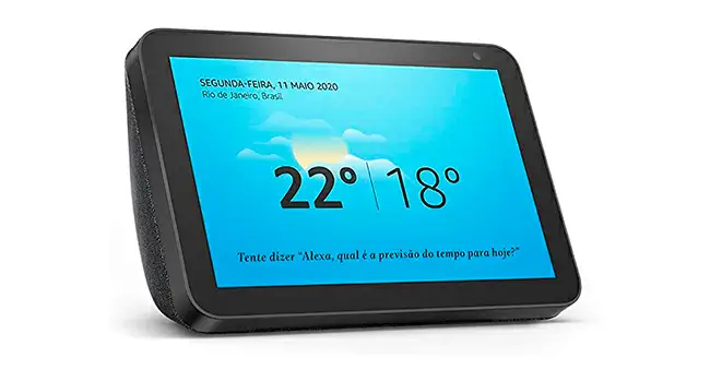 Echo Show 8 foto de um Echo Show 8 com tela de 8 polegadas