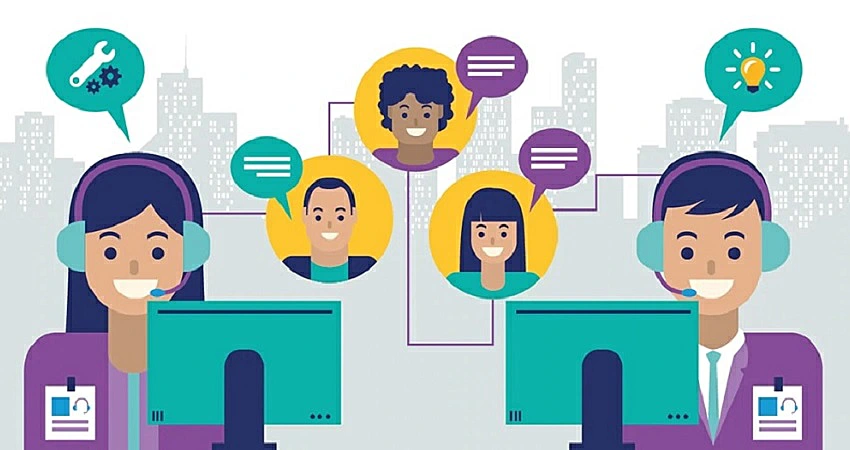 Ilustración de atención al cliente online