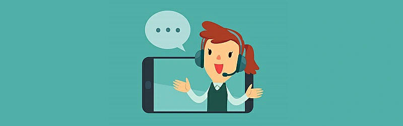 Dibujo de una operadora de atención al cliente haciendo follow up