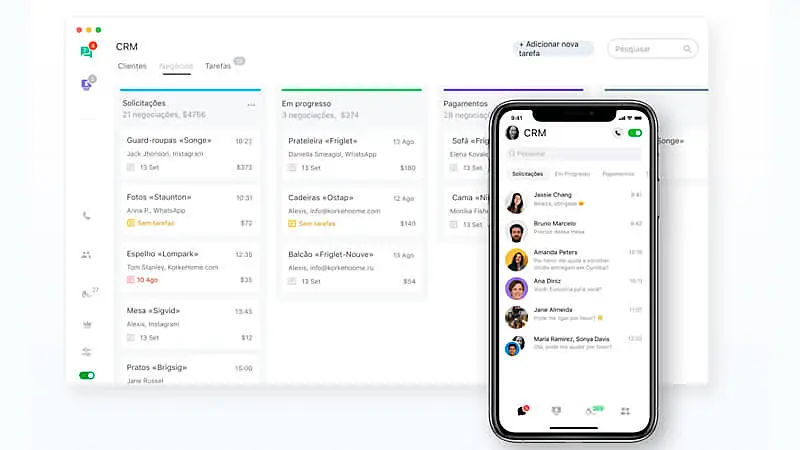 captura de tela que mostra a interface do JivoChat CRM