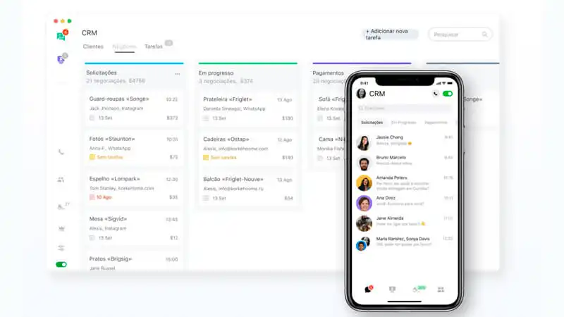 Atendimento B2B JivoChat captura de tela que mostra a interface do JivoChat CRM