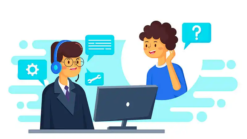 Atendente digital atendendo uma cliente pelo computador