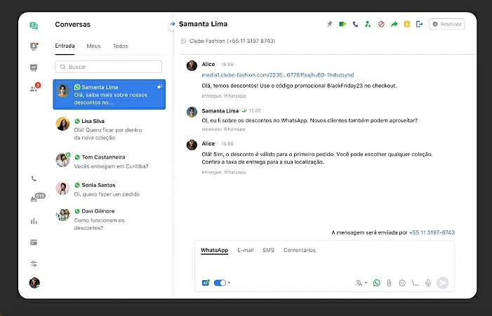captura de tela do jivochat.