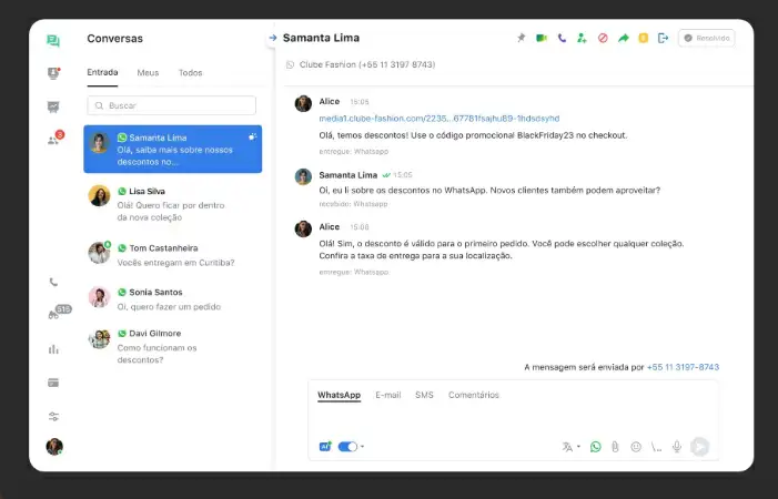 captura de tela do jivochat.