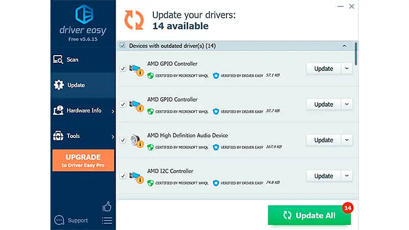 imagem que mostra a interface do atualizador de driver gratuito Driver Easy