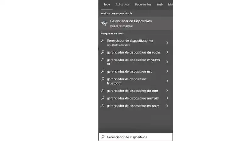 Atualizador de Drivers imagem que mostra como buscar o Gerenciador de Dispositivos no Windows 10