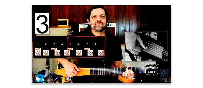 professor tocando um violão e mostrando o ritmo