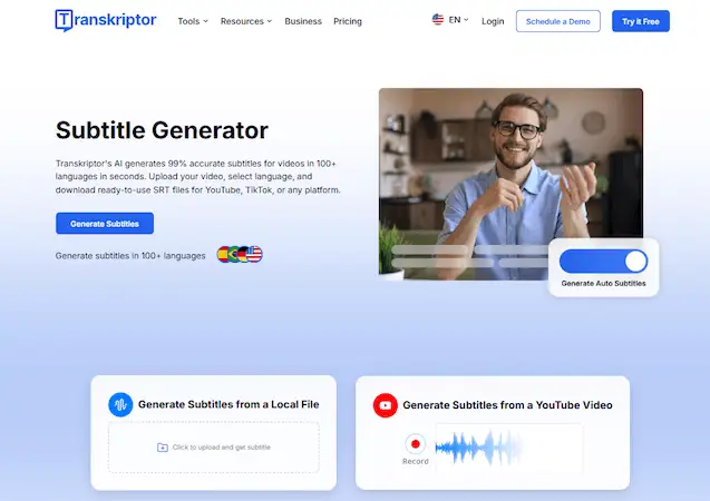 Transkriptor website