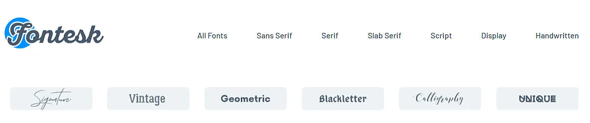 Menu de fontes do Fontesk
