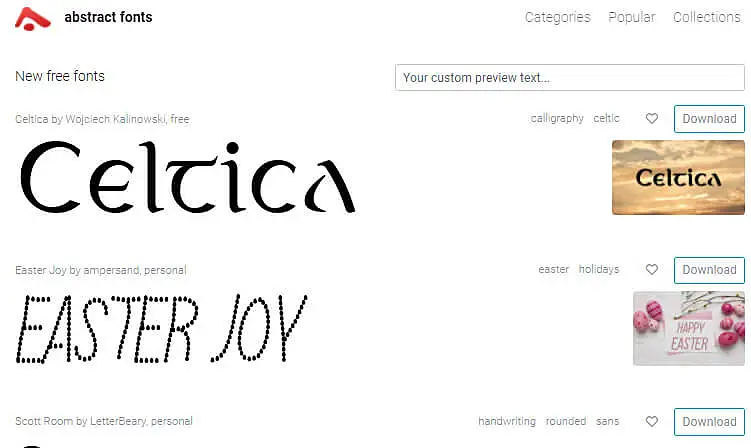 Tela incial do Abstract Fonts