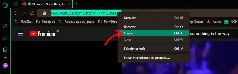 Captura da tela do YouTube
