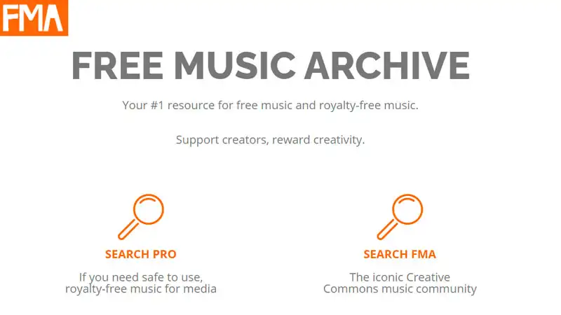 Captura de tela do programa para baixar música  Free Music Archive