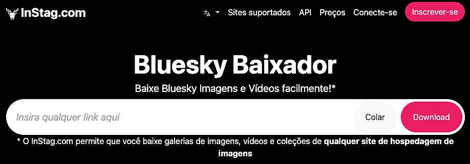 Captura de tela do InStag