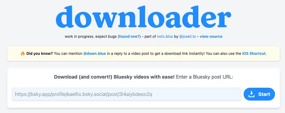 Baixar vídeo Bluesky Captura de tela do Down.Blue
