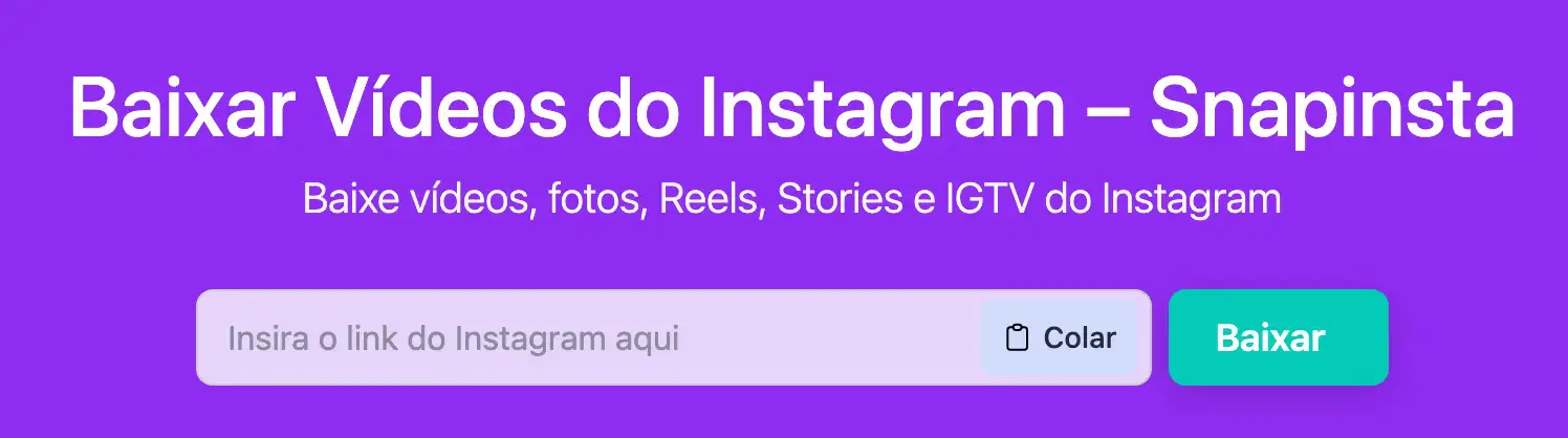 captura de tela de como baixar video do instagram usando o Snapinsta