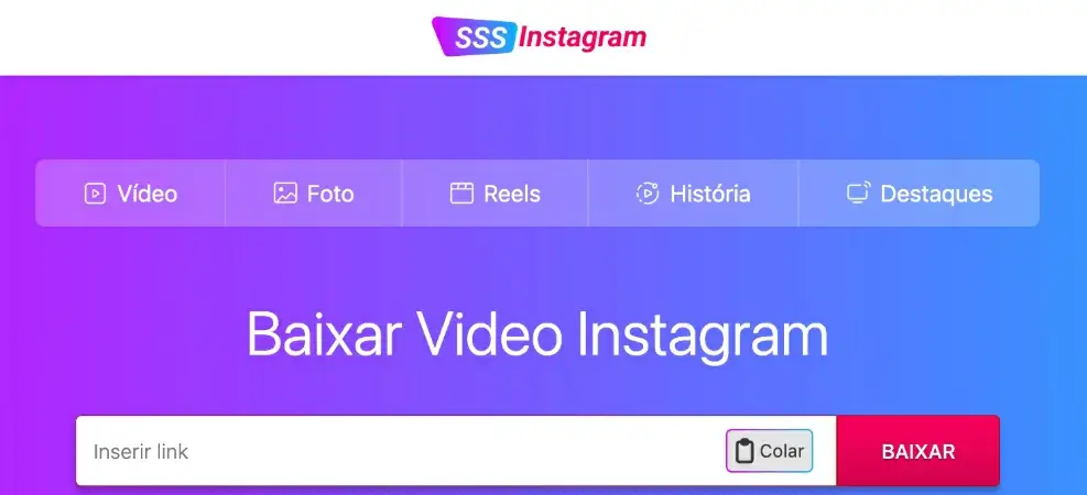 captura de tela de como baixar video do instagram usando o SSSInstagram
