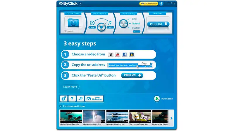 ByClick Downloader Captura de tela do programa ByClick Downloader