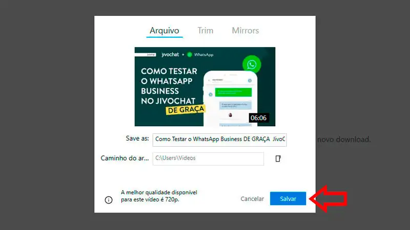 Bajar vídeo con VDownloader, paso 2