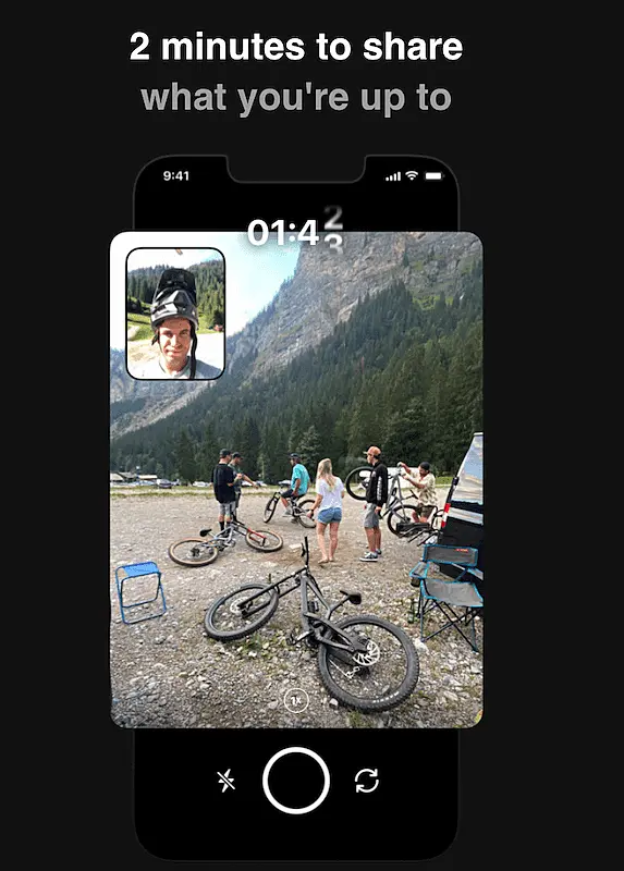 BeReal screen where you take the photo