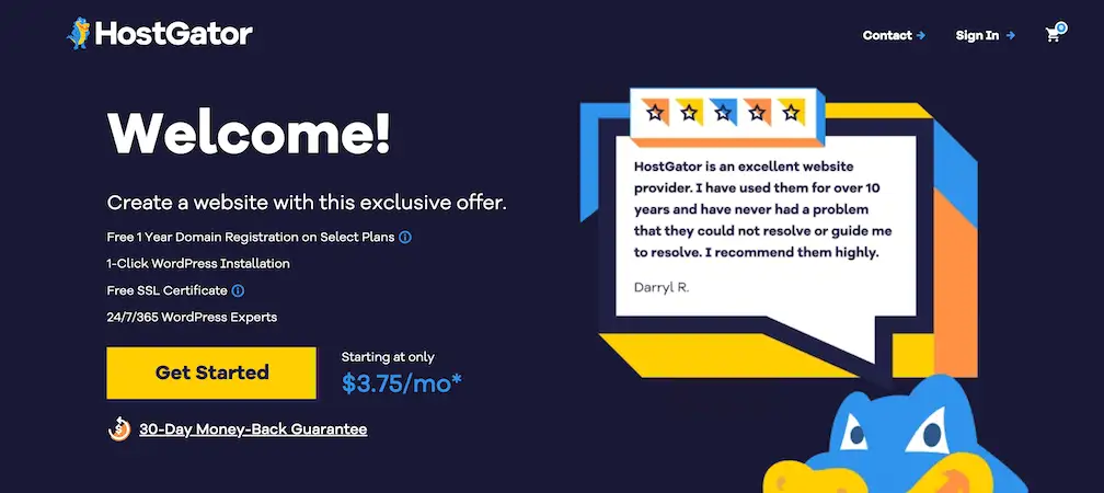 Hostgator's website