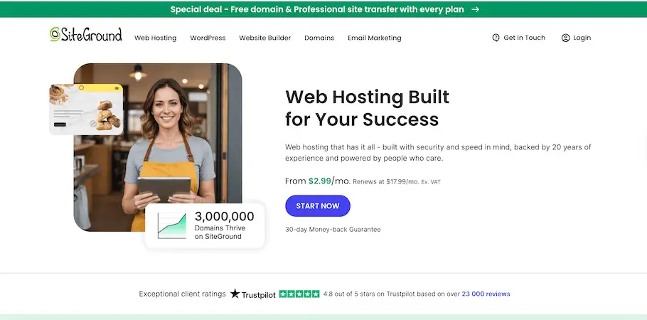 SiteGround's website