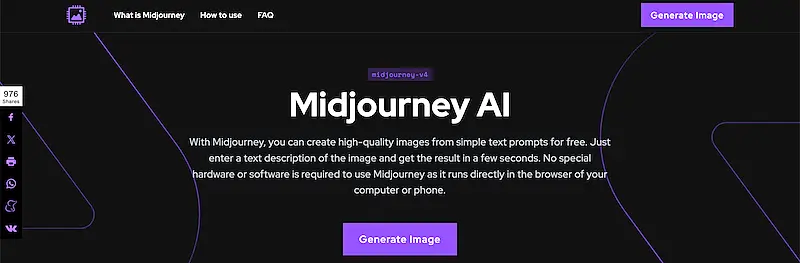 MidJourney image generator website