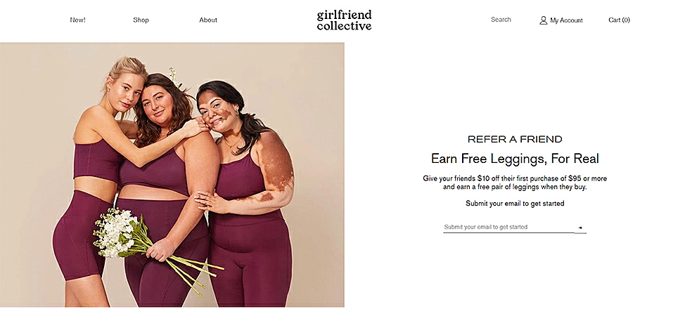 Girlfriend Collective refer a friend page
