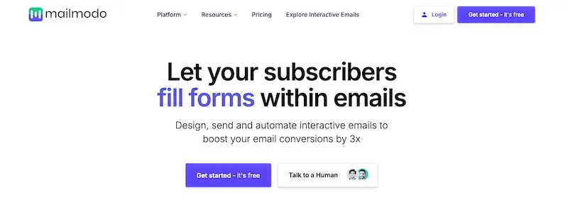 Mailmodo home page