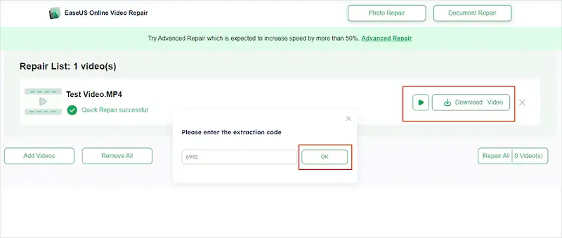 EaseUs online Video Repair