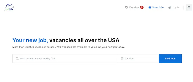 Jooble home page