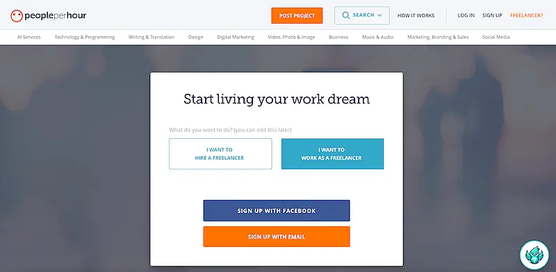 PeoplePerHour application page