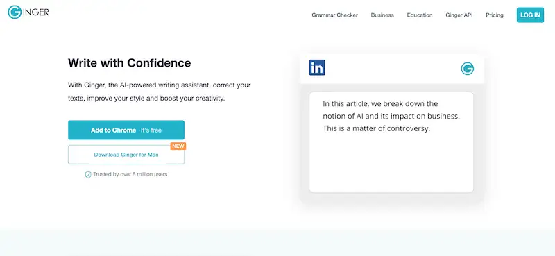 Ginger home page