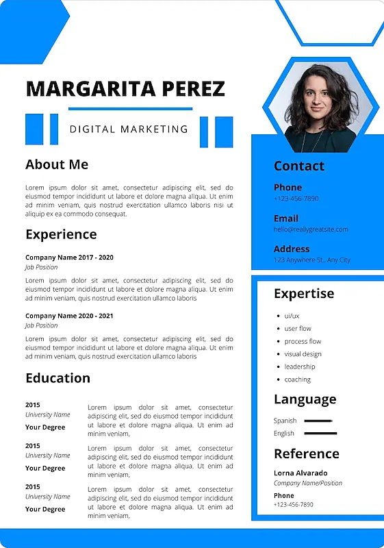 Digital marketing resume template