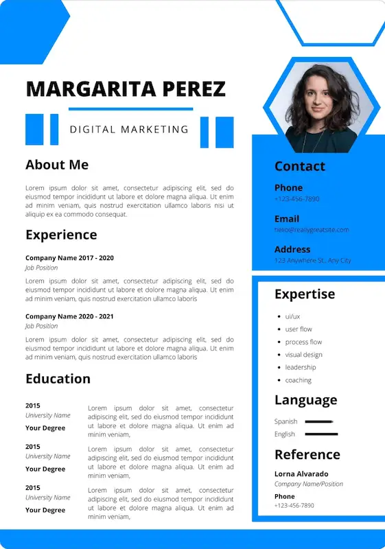 Digital marketing resume template