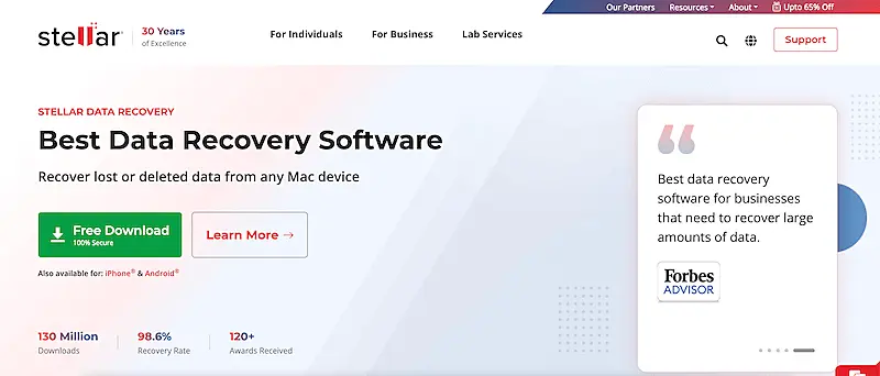 Stellar Data Recovery website