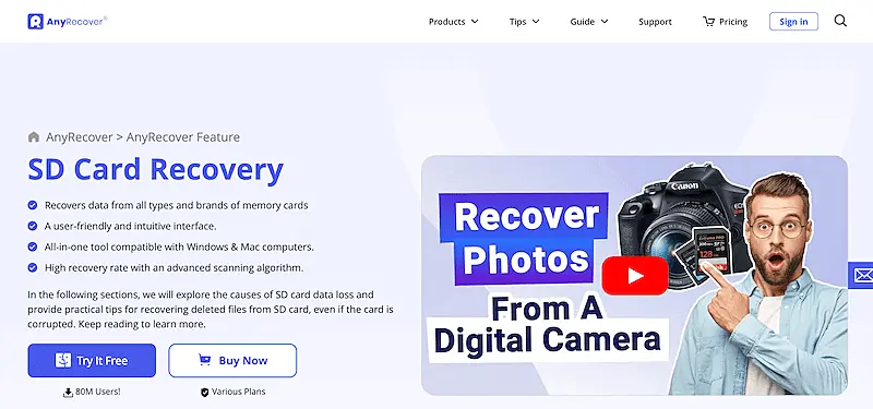 AnyRecover website
