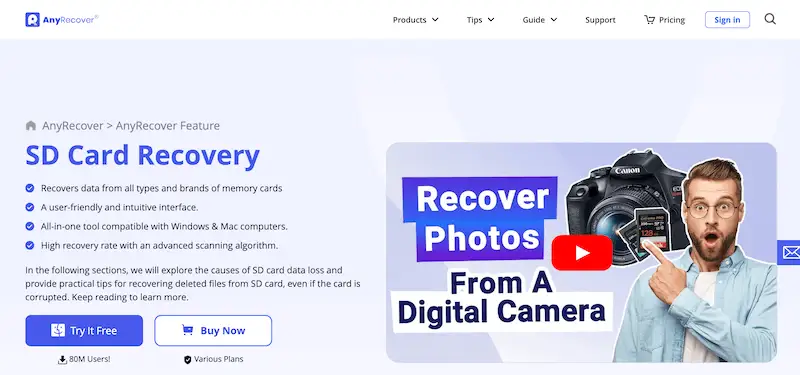 AnyRecover website