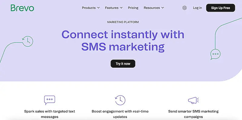Brevo SMS marketing page