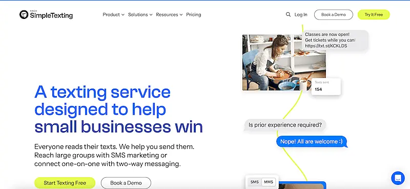 SimpleTexting home page