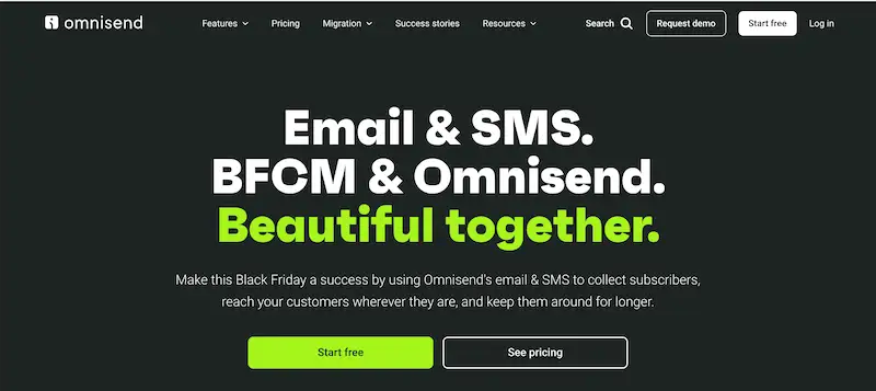 Best SMS marketing software Omnisend Omnisend home page