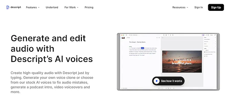 Descript website