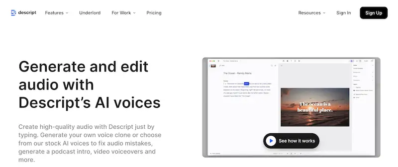 Descript website