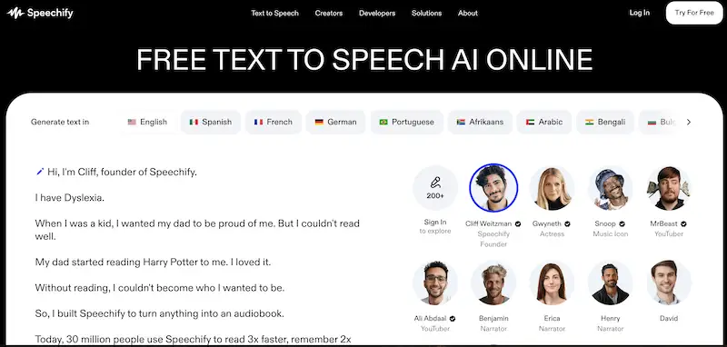 Speechify website