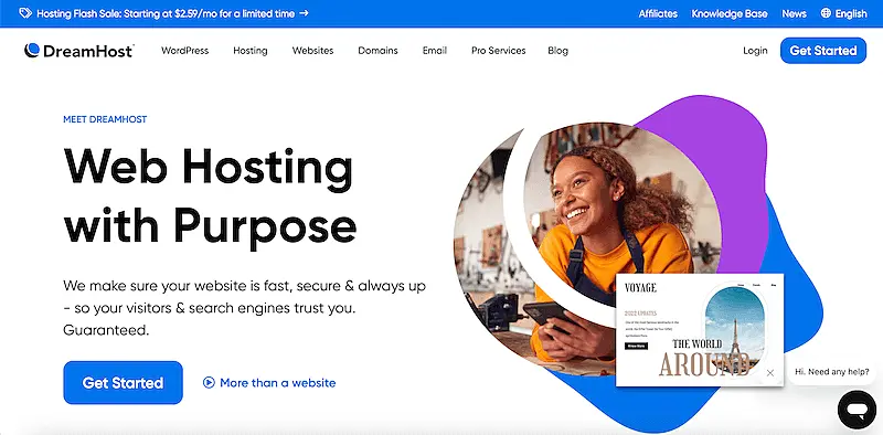 DreamHost home page