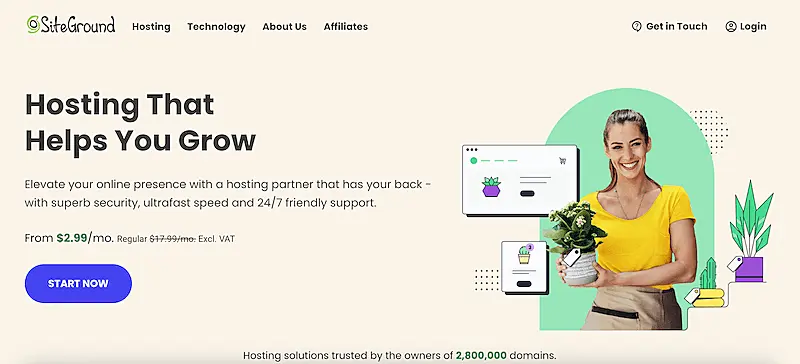 SiteGround home page