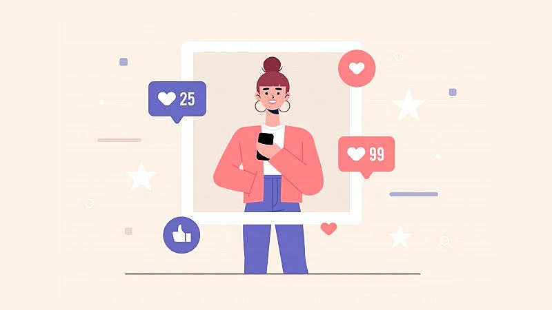 Chica recibiendo me gusta en Instagram