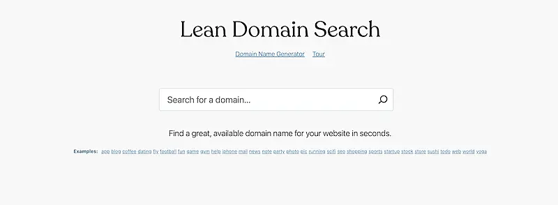 Lean Domain Search blog domain generator