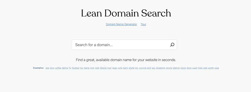Lean Domain Search blog domain generator