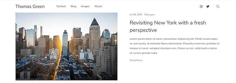 Photographer blog website template